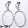 Sterling Silver Micro Pave Hoop Earrings (Q-6584)